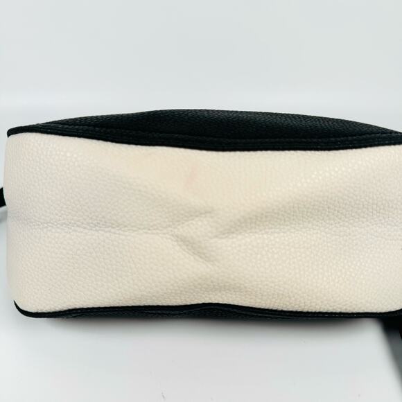 Y2K Nine West Women's Black White Small Adjustable Strap Leather Crossbody Bag - Picture 6 of 11